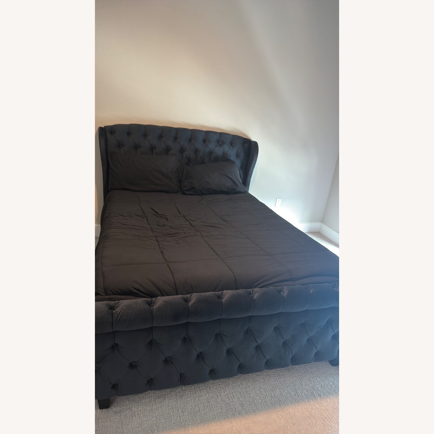 Wayfair Black Velvet Queen Bed - image-4