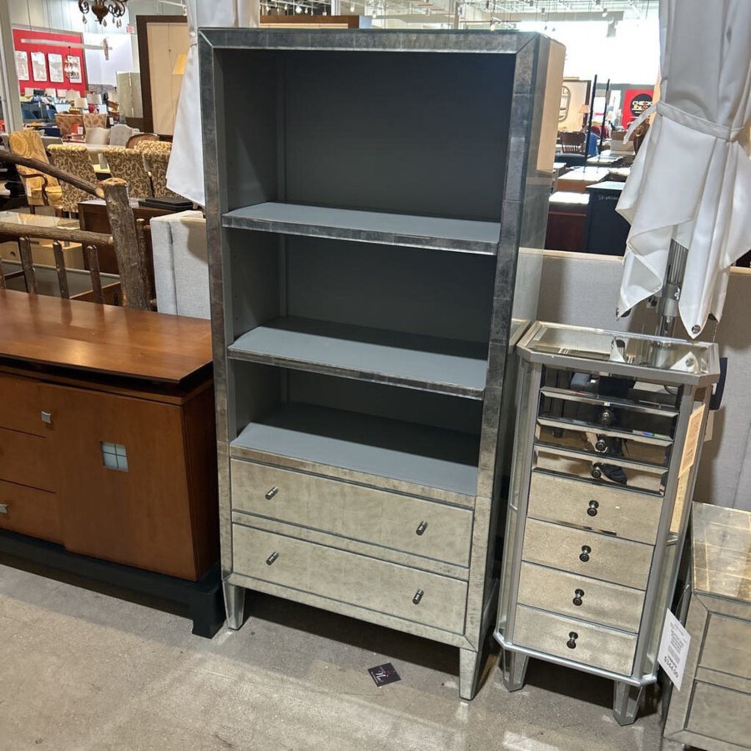 Powell Mirrored 2-Drawer Bookcase - image-1