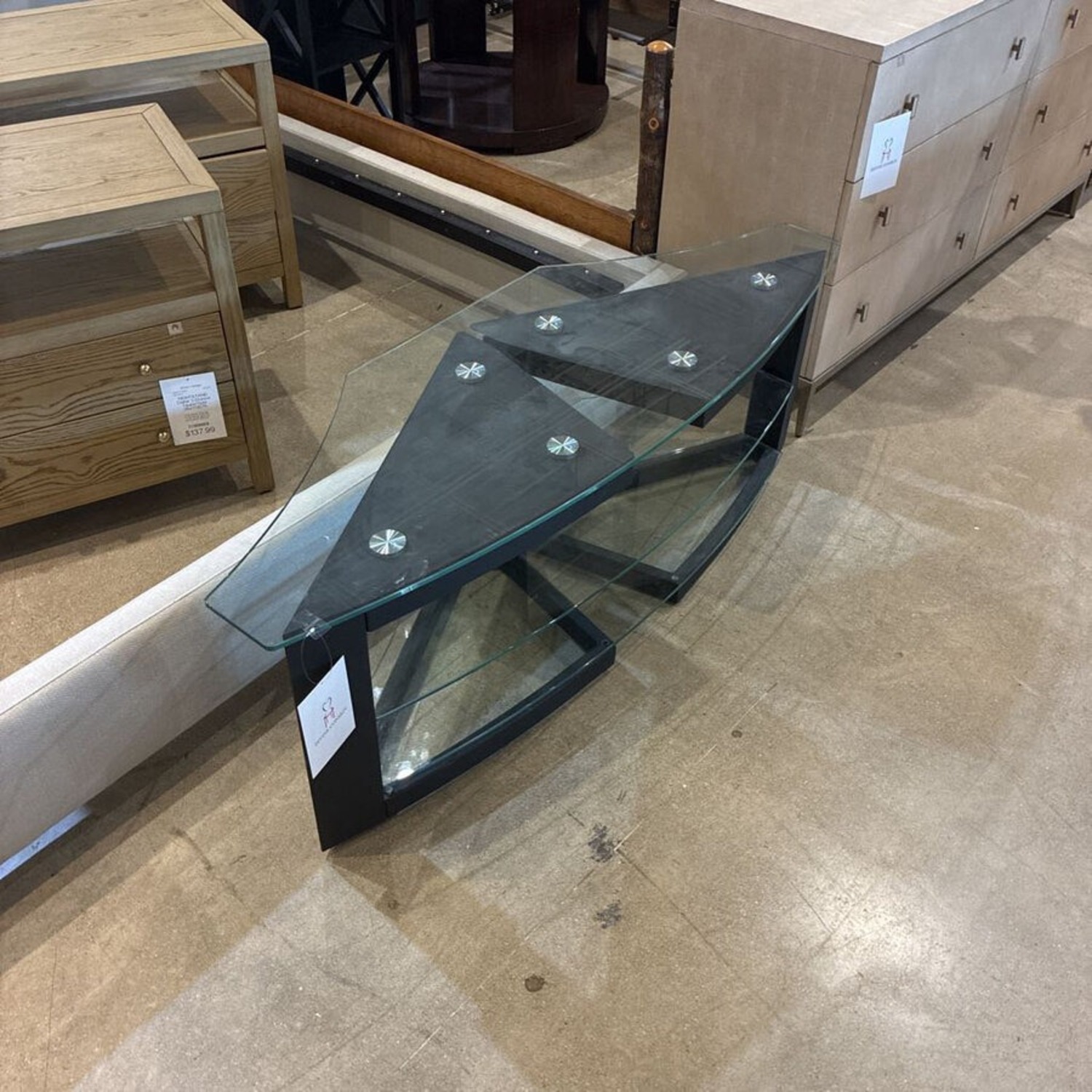 Modern Metal & Glass TV Stand Media Console - image-2