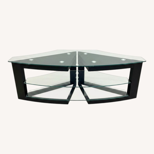 Used Modern Metal & Glass TV Stand Media Console for sale on AptDeco
