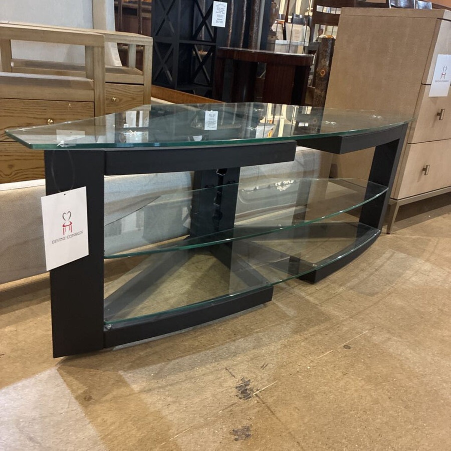 Modern Metal & Glass TV Stand Media Console - image-3
