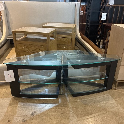 Used Modern Metal & Glass TV Stand Media Console for sale on AptDeco
