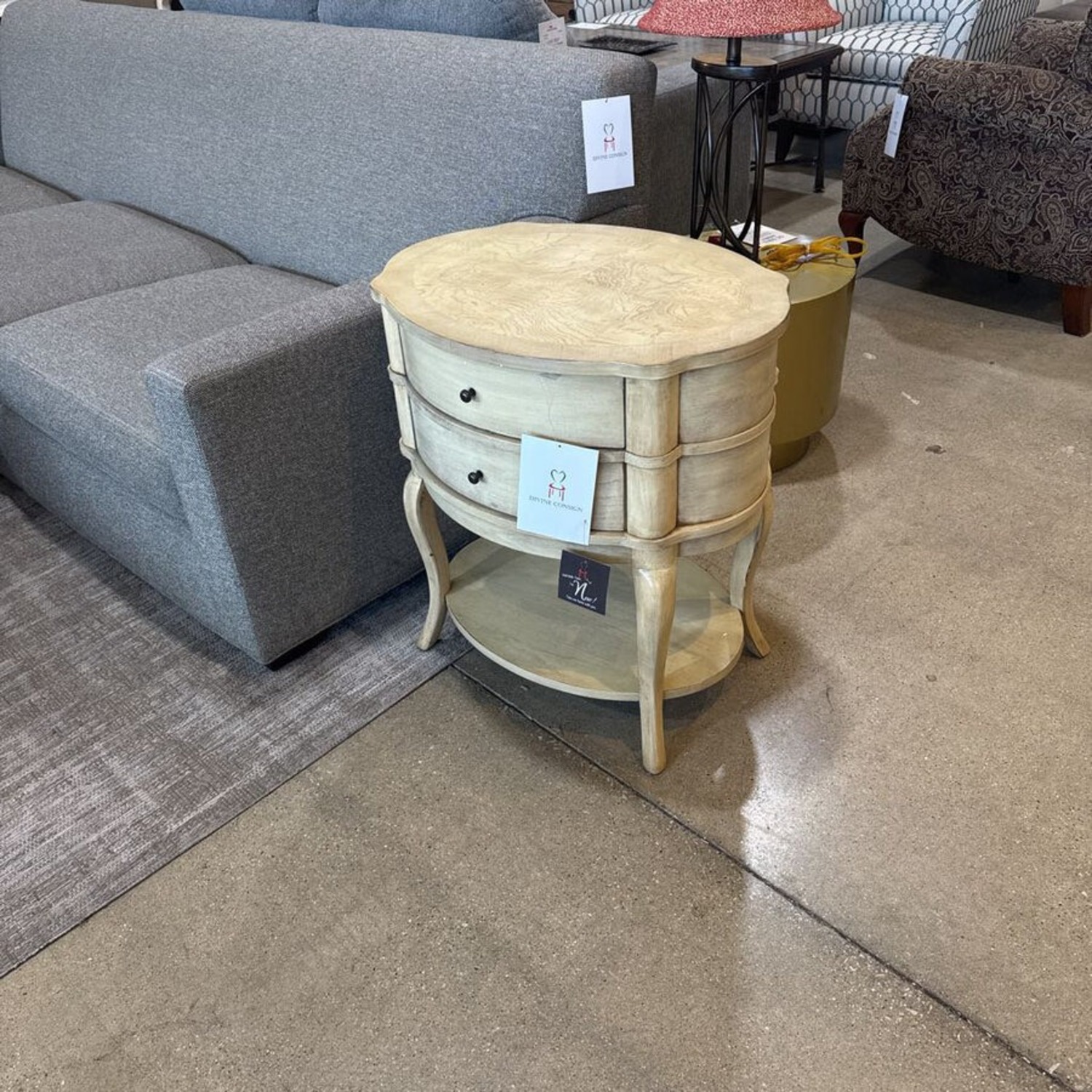 Jarvis Oval 2-Drawer Side Table - image-1