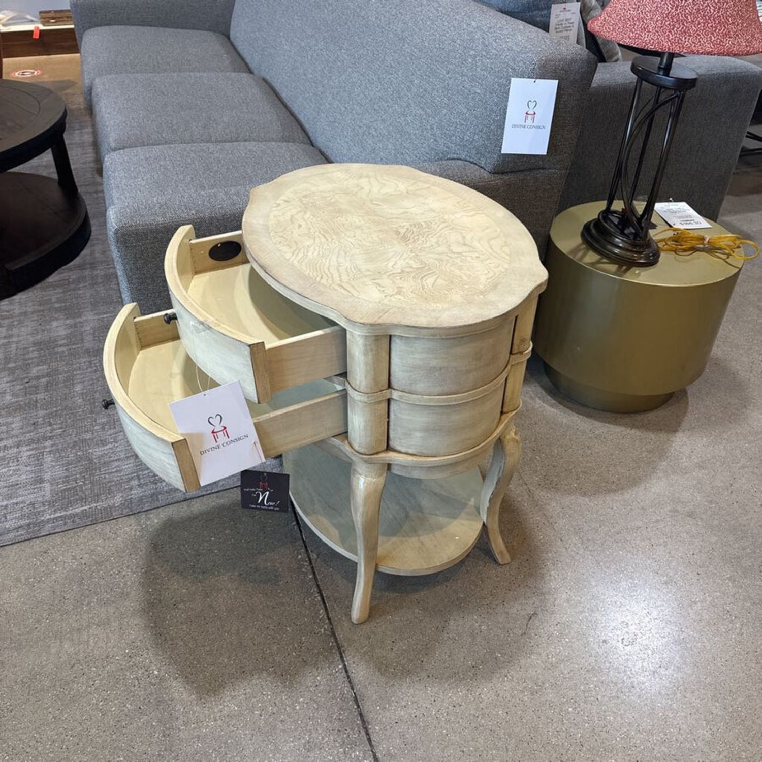 Jarvis Oval 2-Drawer Side Table - image-4