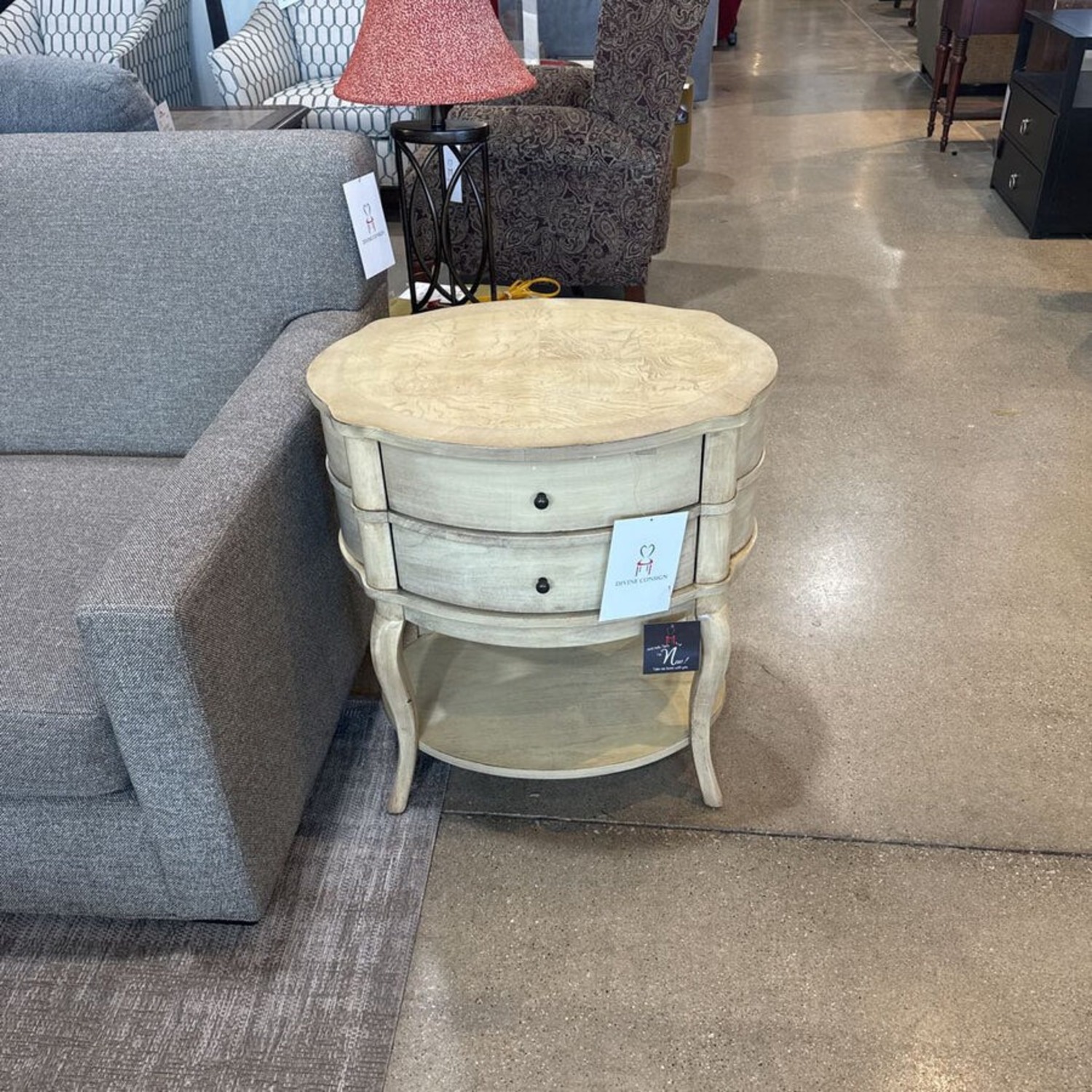 Jarvis Oval 2-Drawer Side Table - image-2