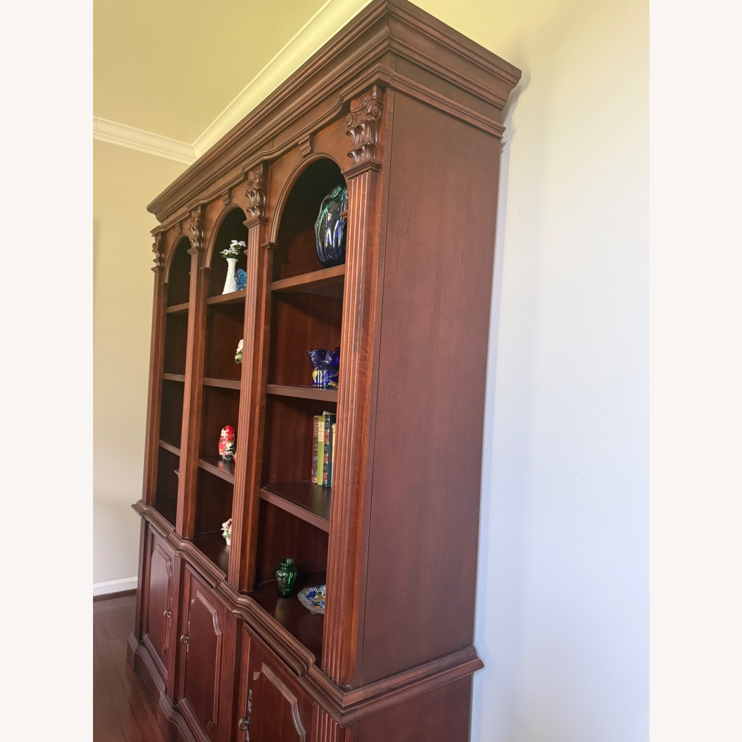 Hooker Walnut Bookcase and Hutch - image-3