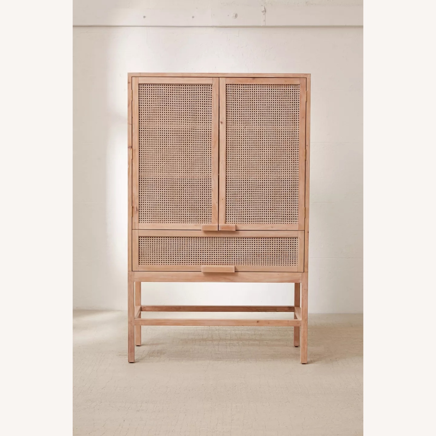 Urban Outfitters Marte Rattan Natural Wood Armoire - image-5