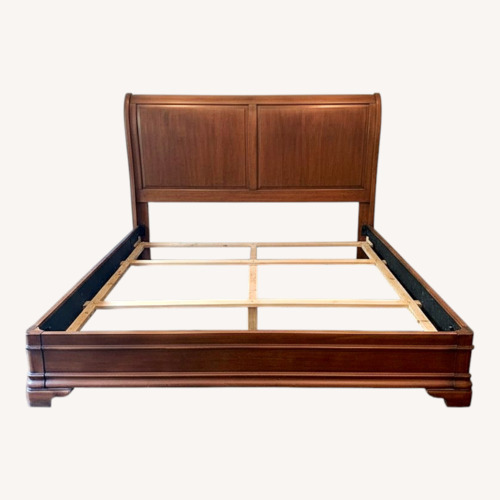 Used Ethan Allen Dark Brown Wood California King Bed for sale on AptDeco