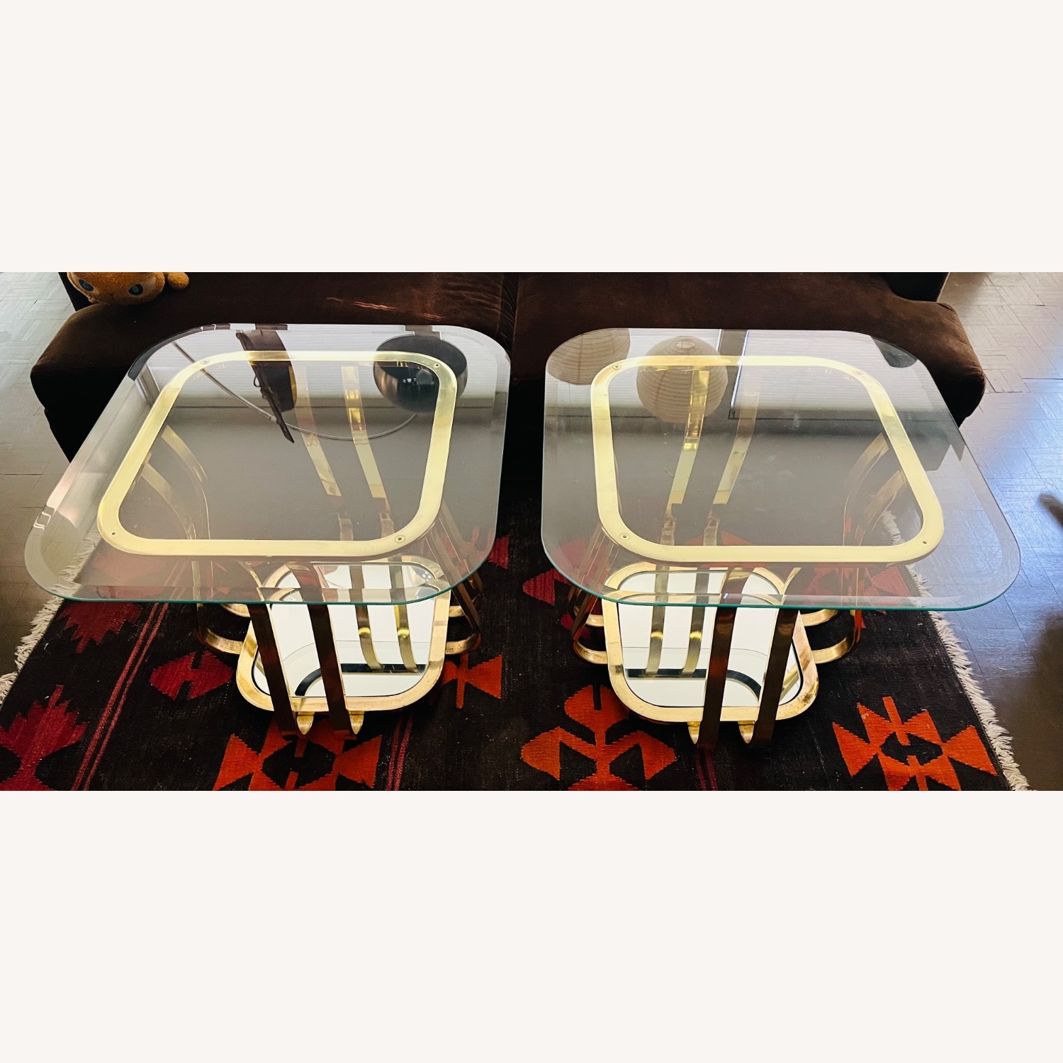 Vintage Brass & Glass Side Tables Glam Era - image-2