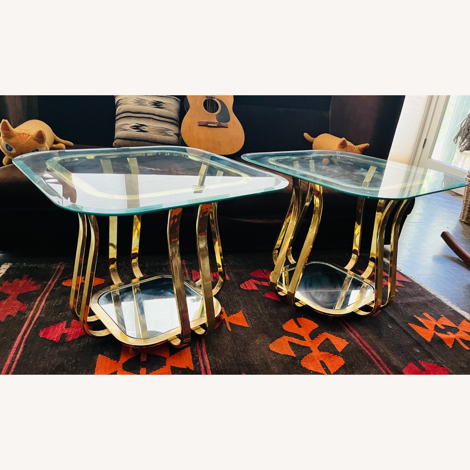 Vintage Brass & Glass Side Tables Glam Era - image-3