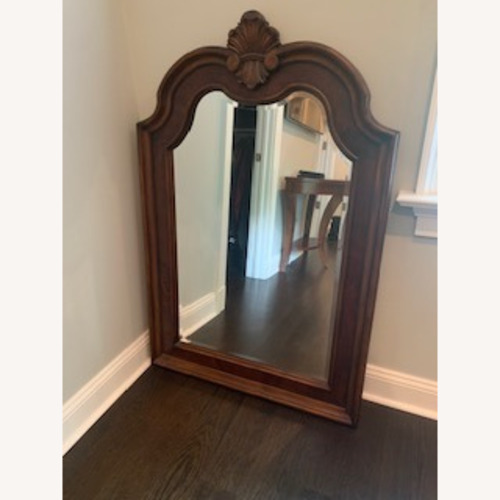 Used Ethan Allen Dark Brown Wood Wall Mirror for sale on AptDeco