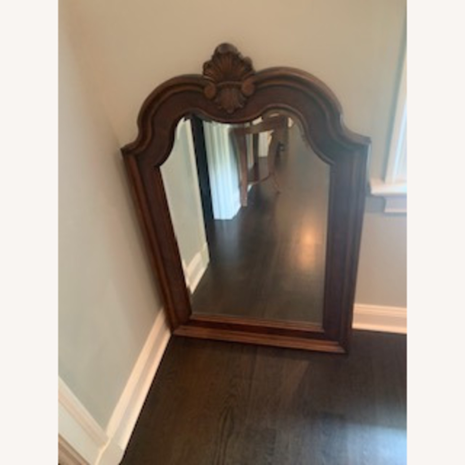 Ethan Allen Dark Brown Wood Wall Mirror - image-4
