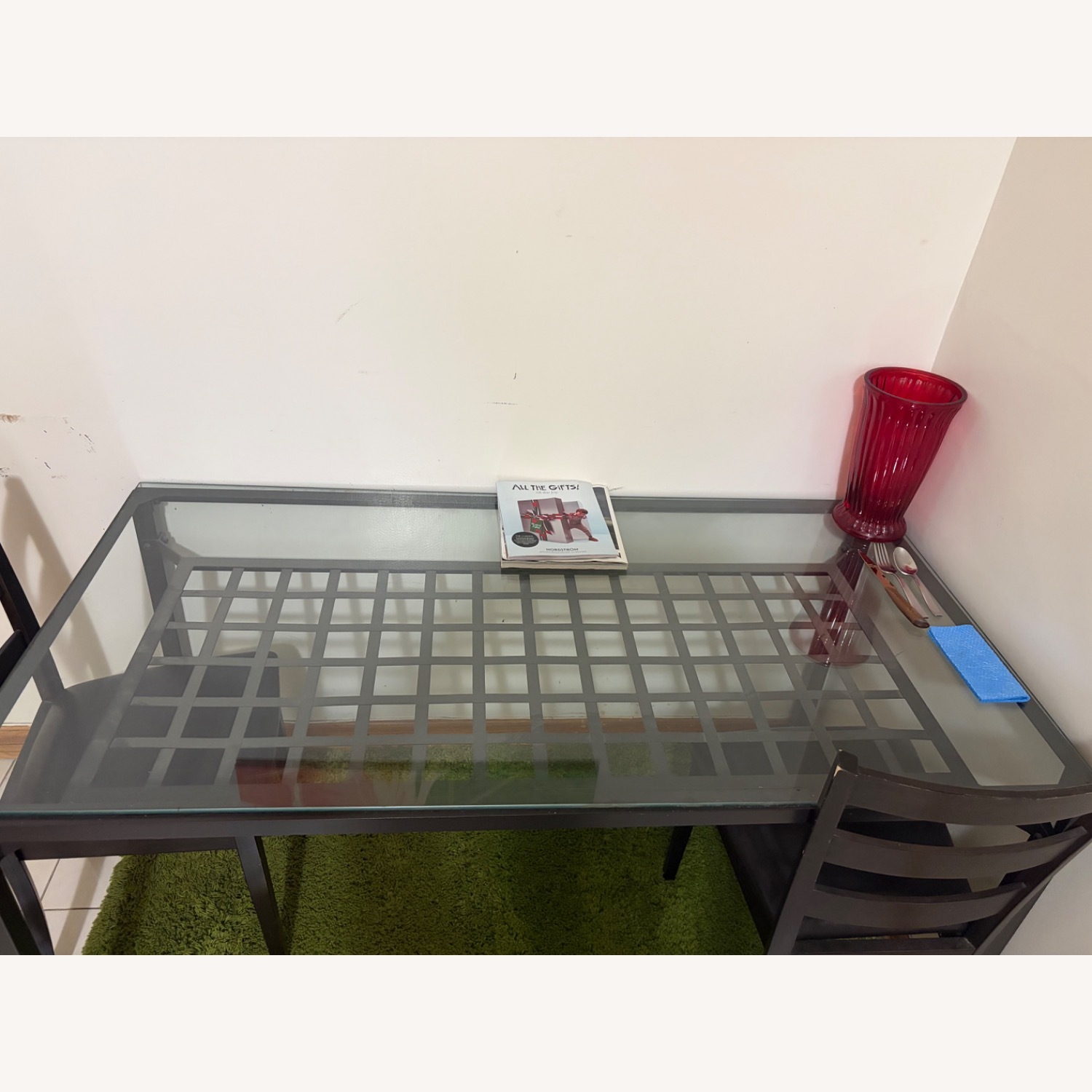 Modern Glass Dining Table with Metal Frame - image-3