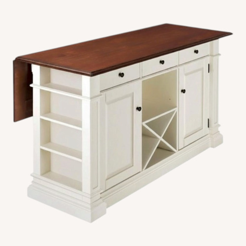 Used Raymour & Flanigan Pemberton White Wood Kitchen Island for sale on AptDeco
