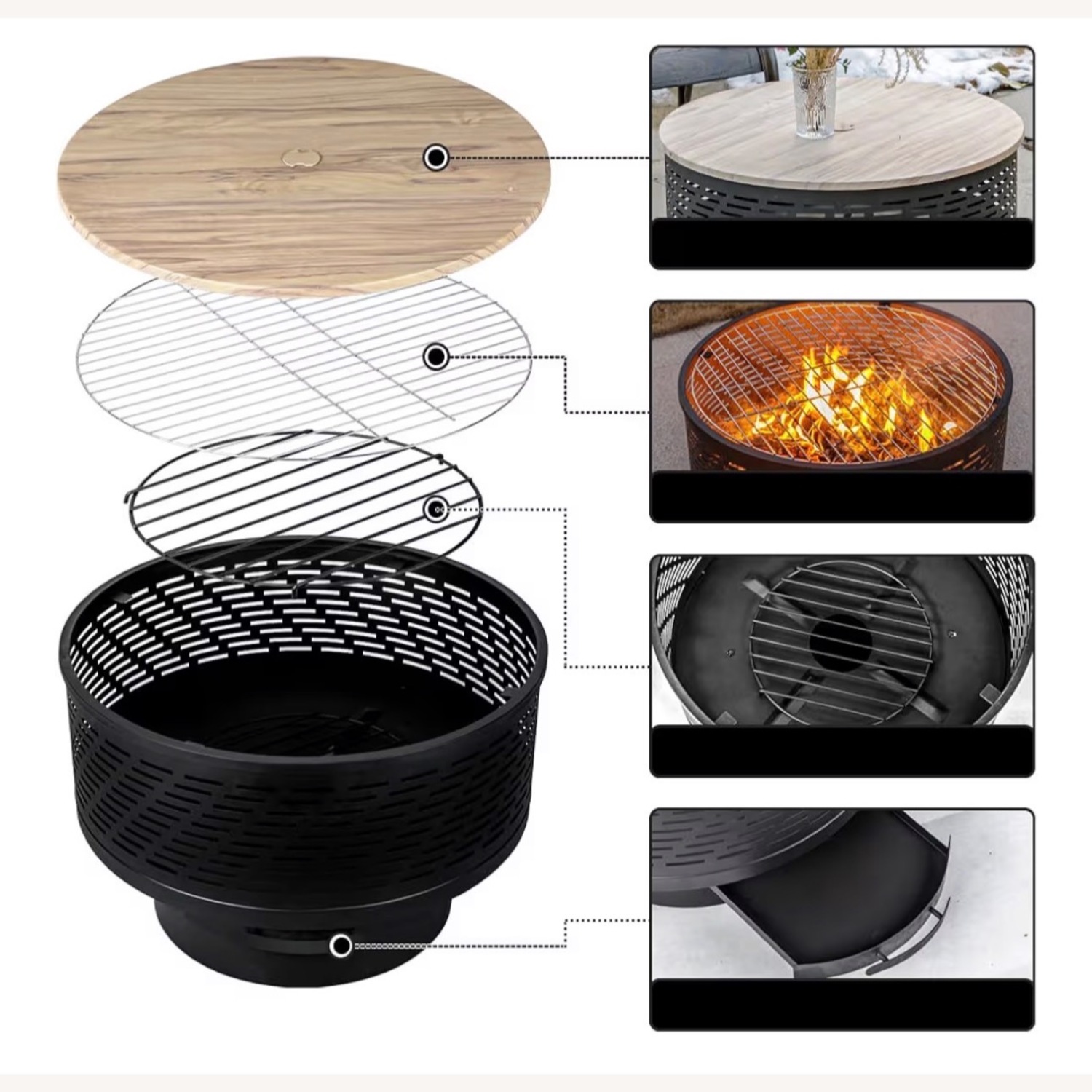OutVue 26" Wood Burning Fire Pits with Grill - image-1