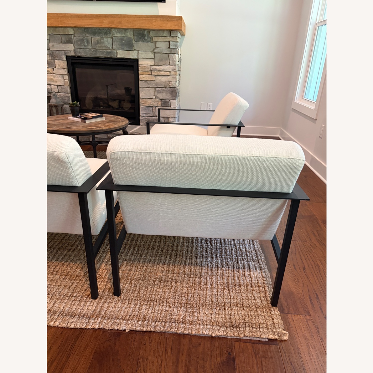 CB2 Cue White fabric and Black Metal Accent Chair - image-3