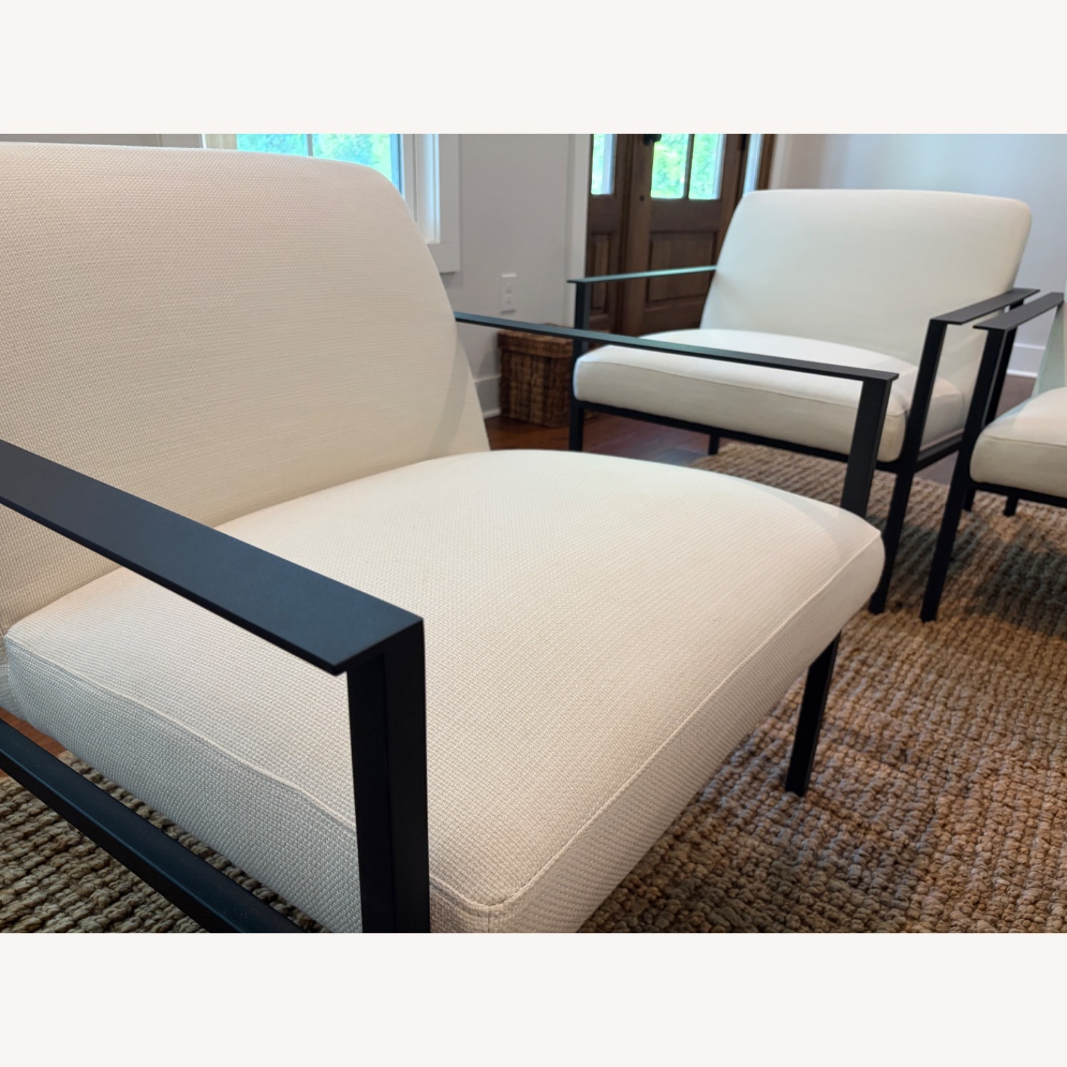 CB2 Cue White fabric and Black Metal Accent Chair - image-4
