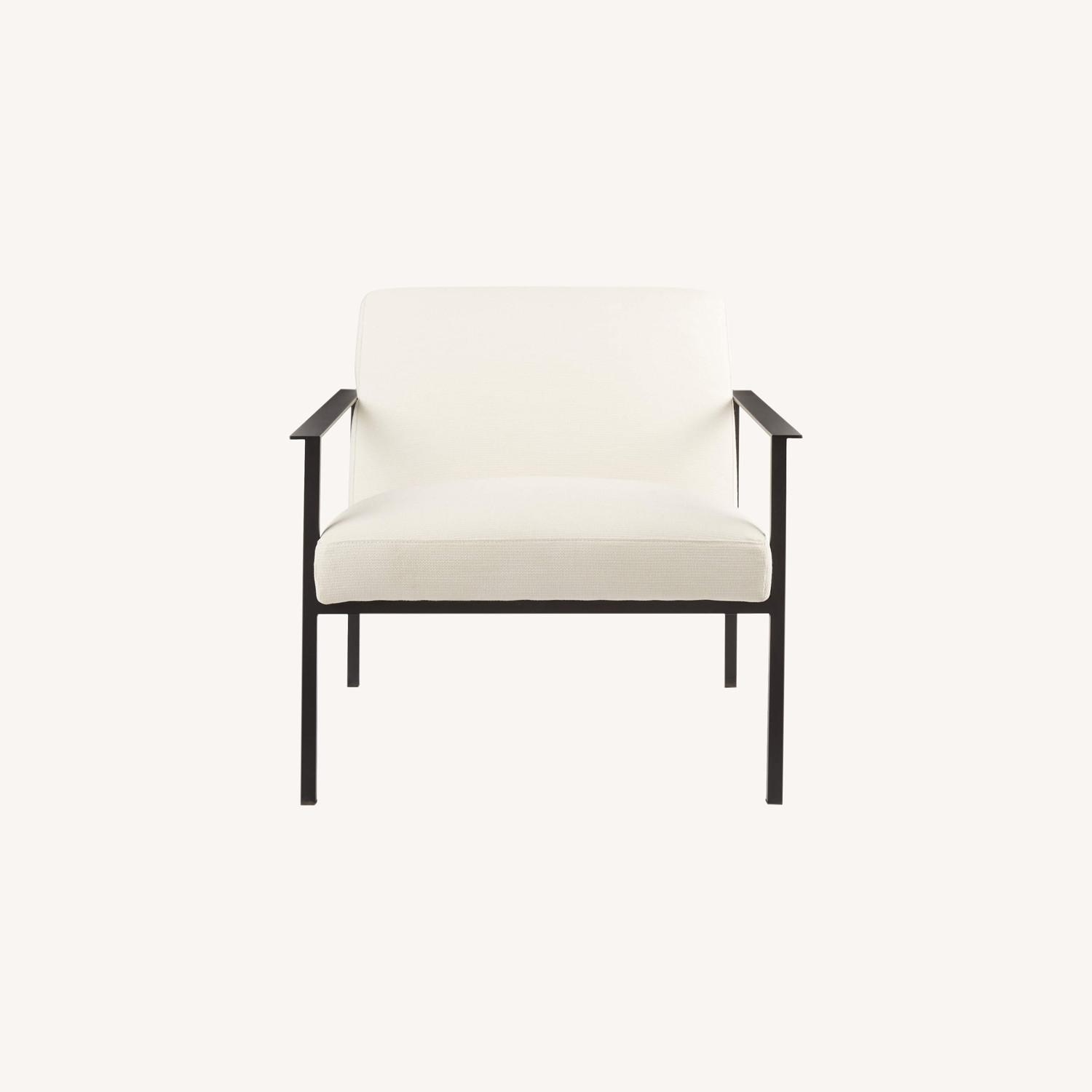 CB2 Cue White fabric and Black Metal Accent Chair - image-5