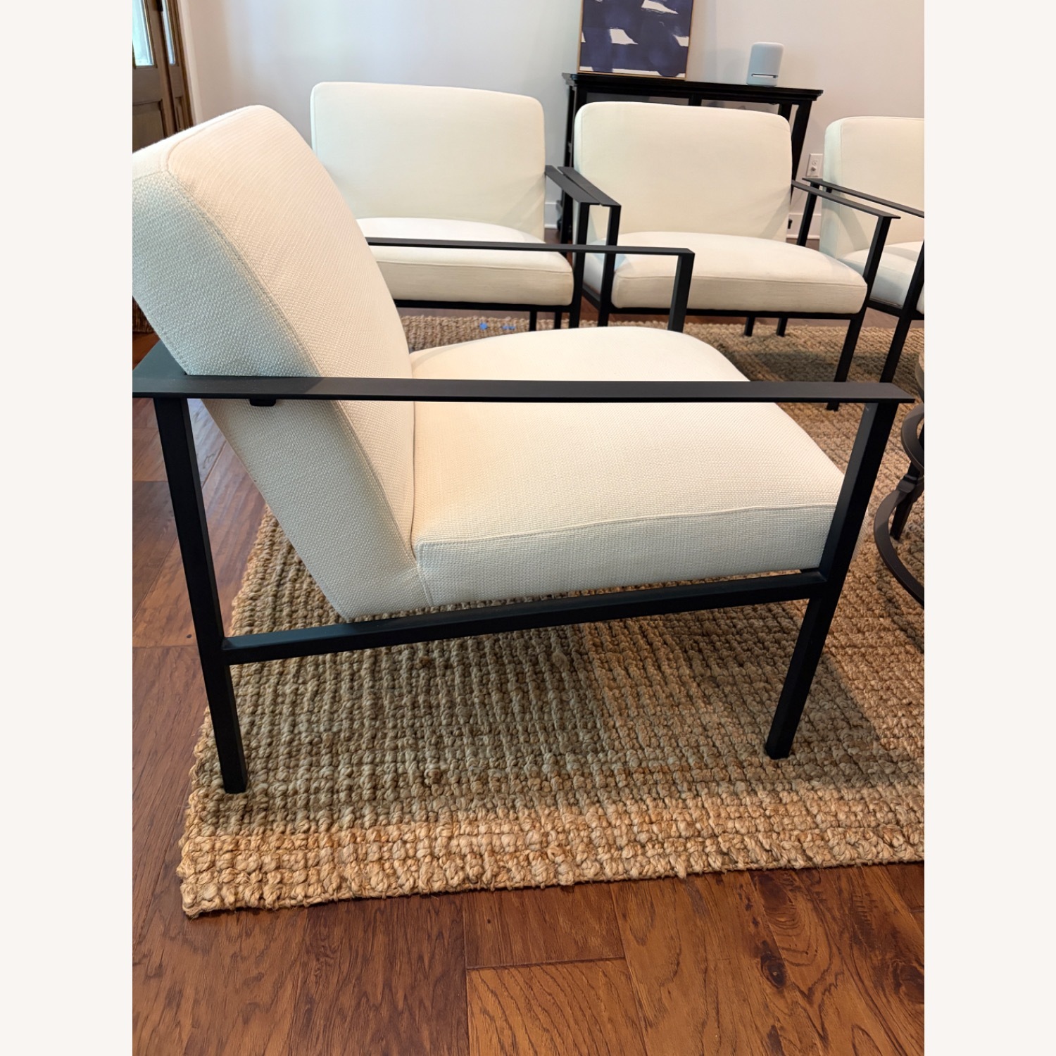 CB2 Cue White fabric and Black Metal Accent Chair - image-2