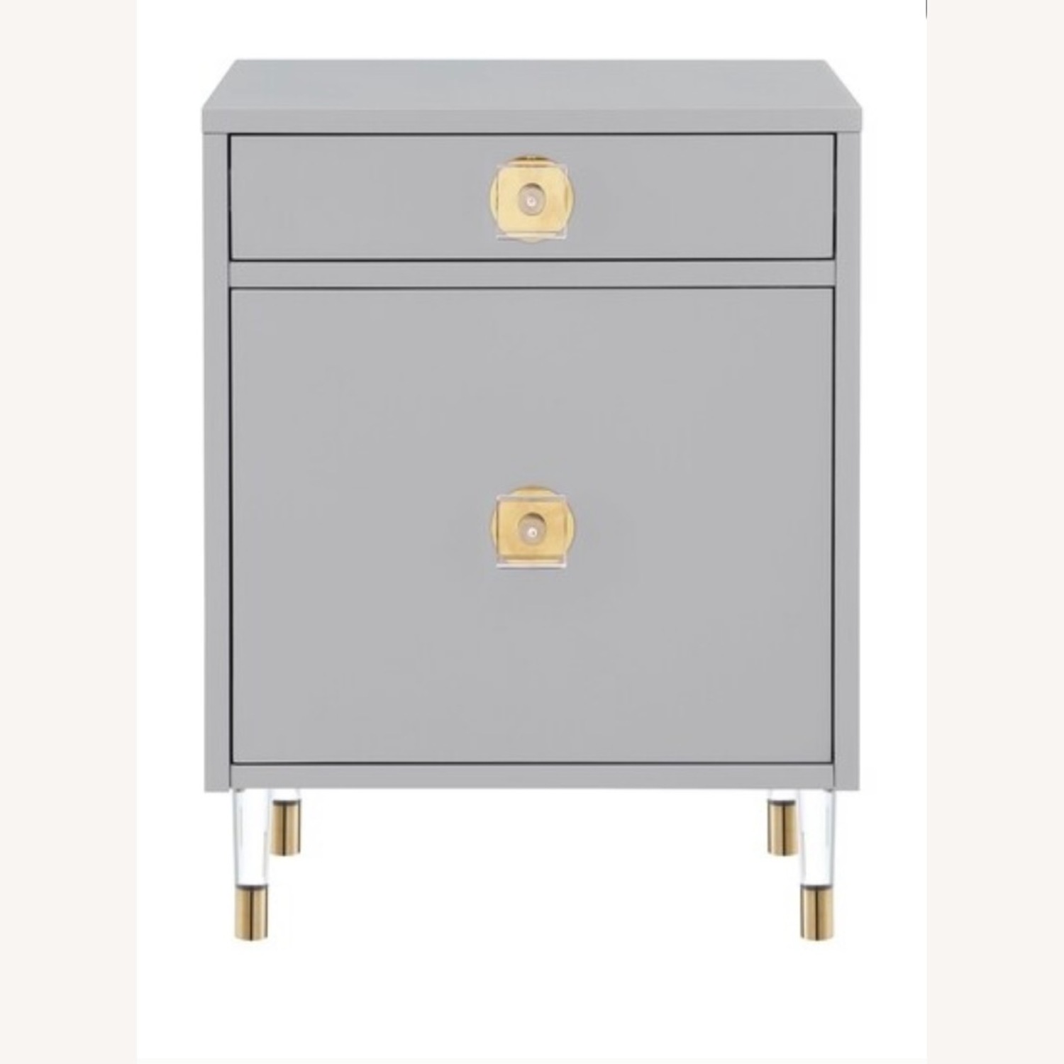 Nicole Miller Light Gray Lacquer Nightstand - image-3