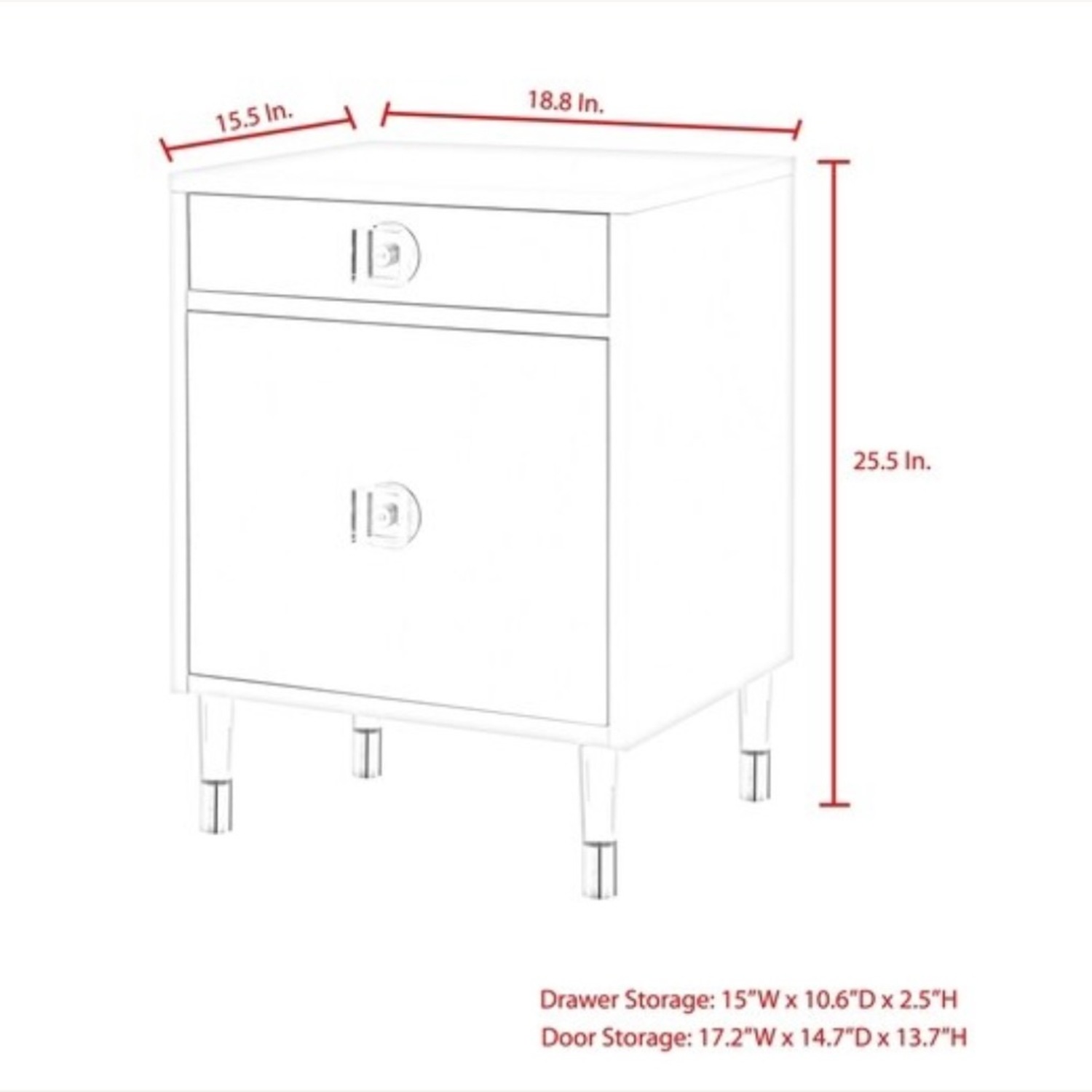 Nicole Miller Light Gray Lacquer Nightstand - image-2