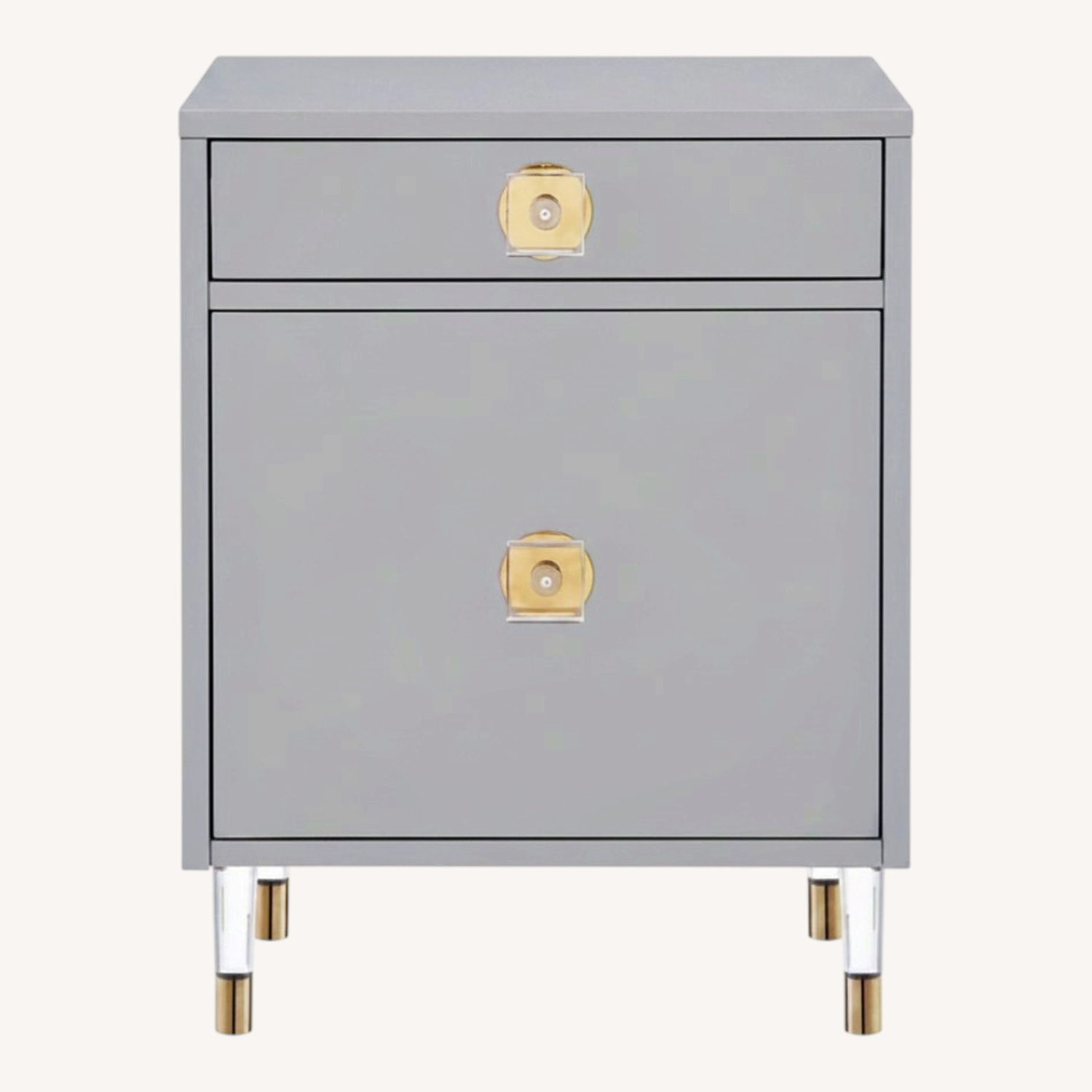 Nicole Miller Light Gray Lacquer Nightstand - image-0