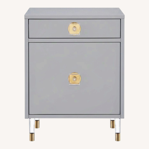 Used Nicole Miller Light Gray Lacquer Nightstand for sale on AptDeco