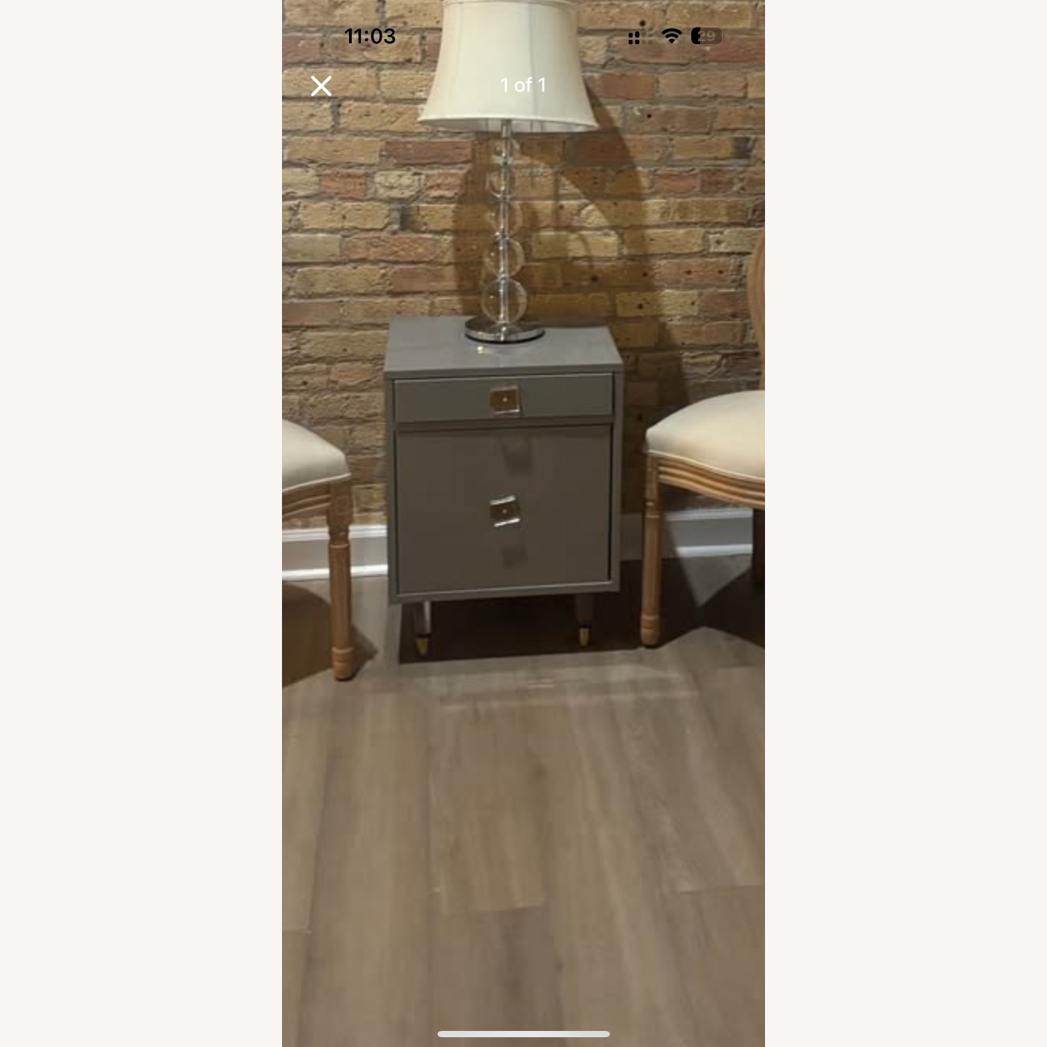Nicole Miller Light Gray Lacquer Nightstand - image-4