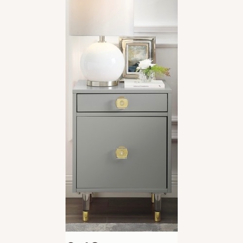 Used Nicole Miller Light Gray Lacquer Nightstand for sale on AptDeco