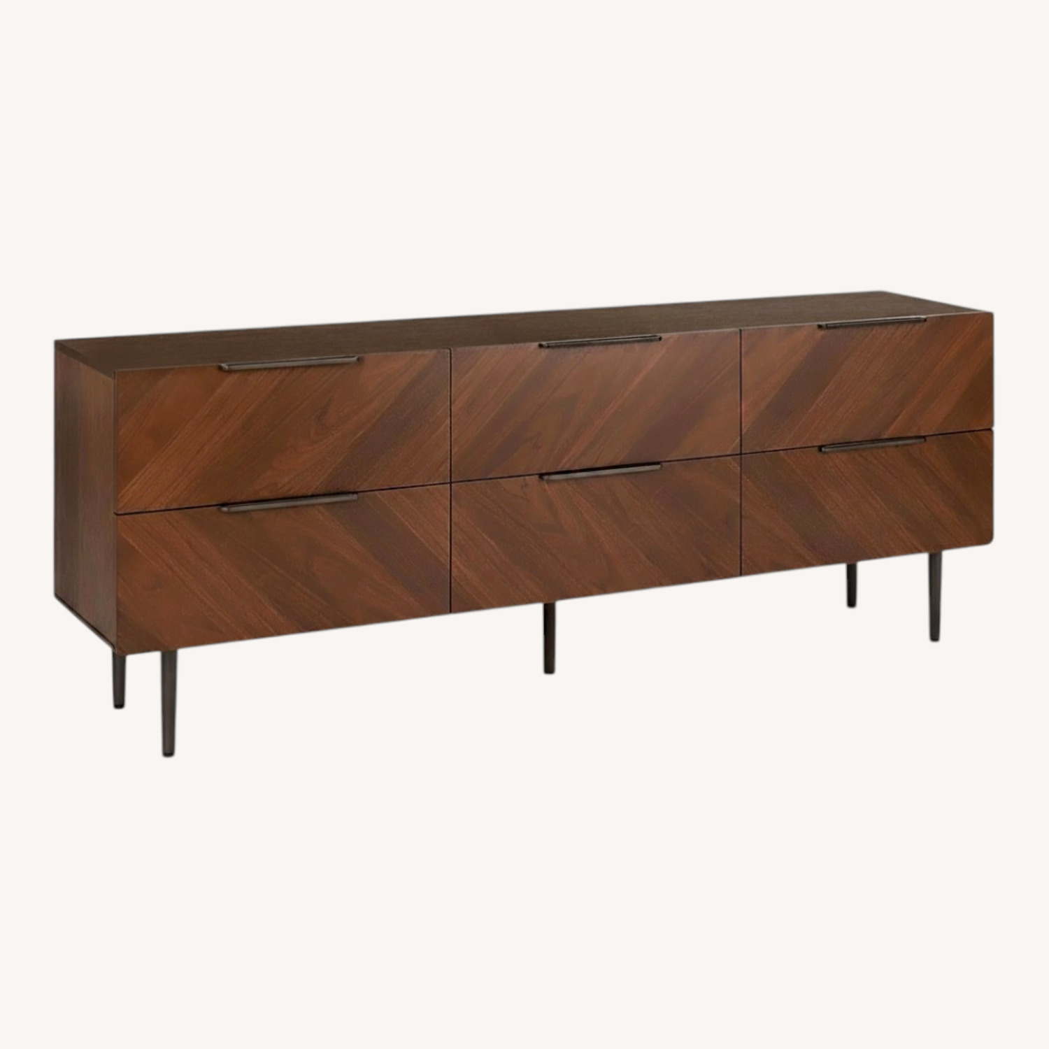 article dresser Liv Walnut Wood 6-Drawer Double rounded edges and beautifully scalloped details that infuse your home with playful sophistication Contemporary, Mid Century & Modern