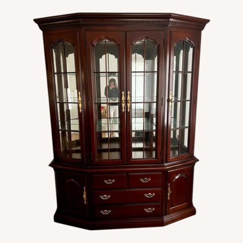 Used Huffman Koos Cherry Wood China Cabinet for sale on AptDeco