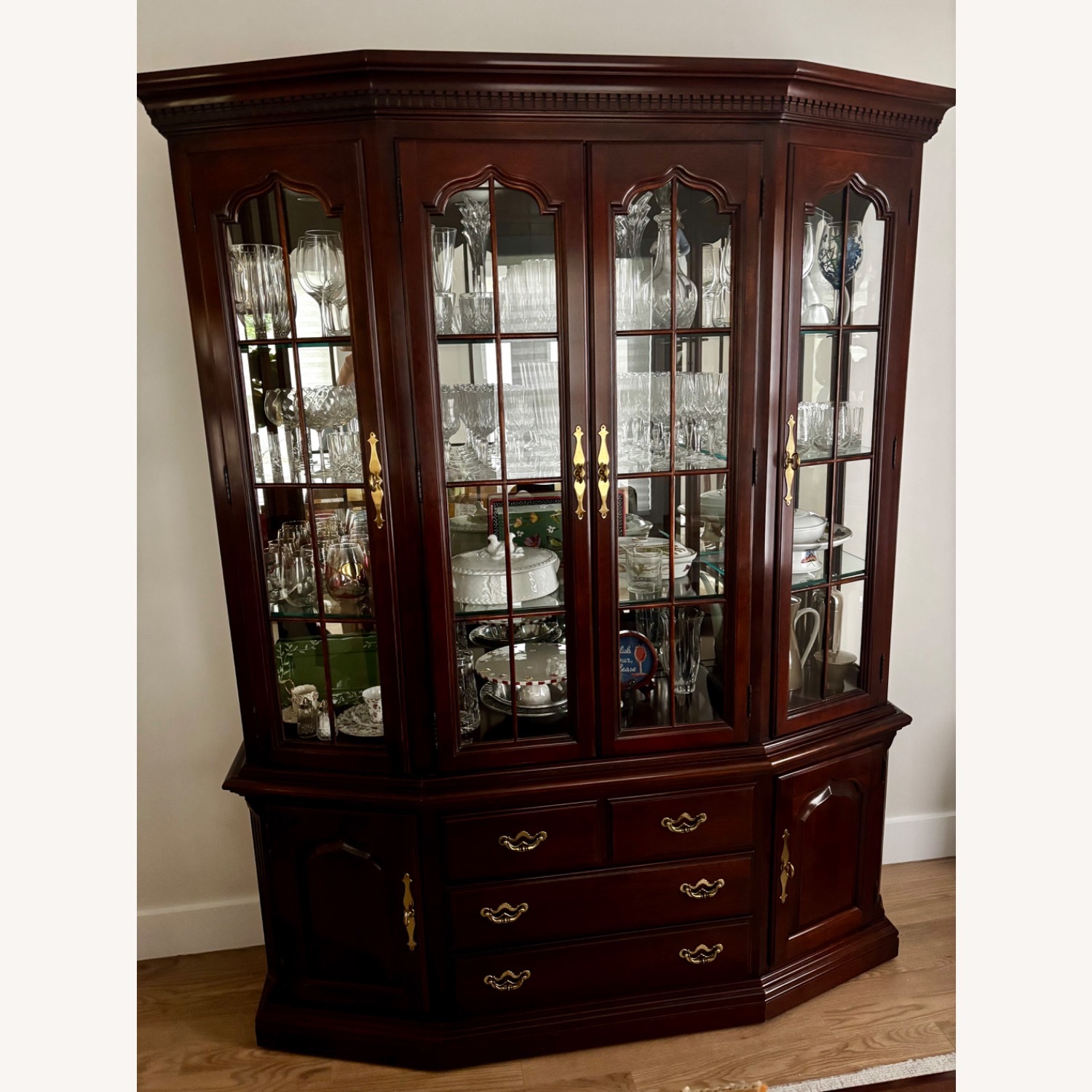 Huffman Koos Cherry Wood China Cabinet - image-1