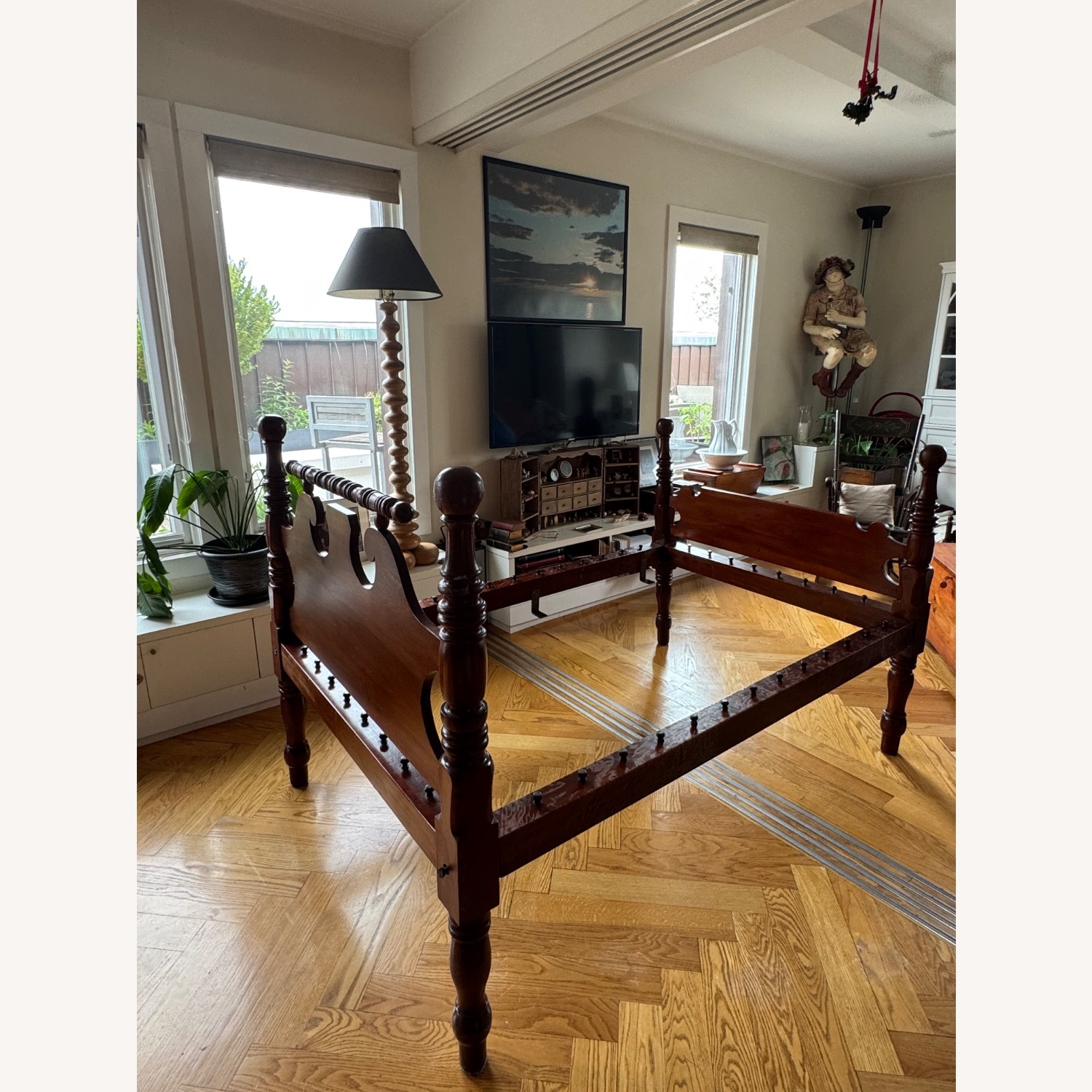 Mahogany 4 Poster Rope Bed Frame /Full - image-1