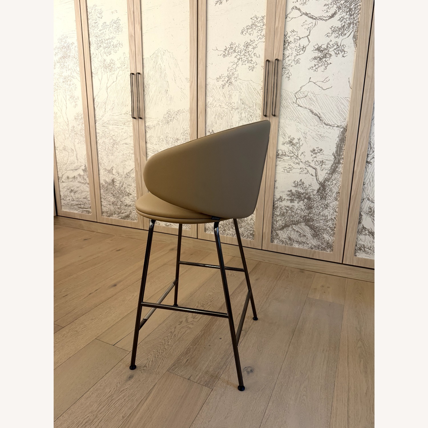 Light Brown Faux Leather Vinyl Stools - image-4