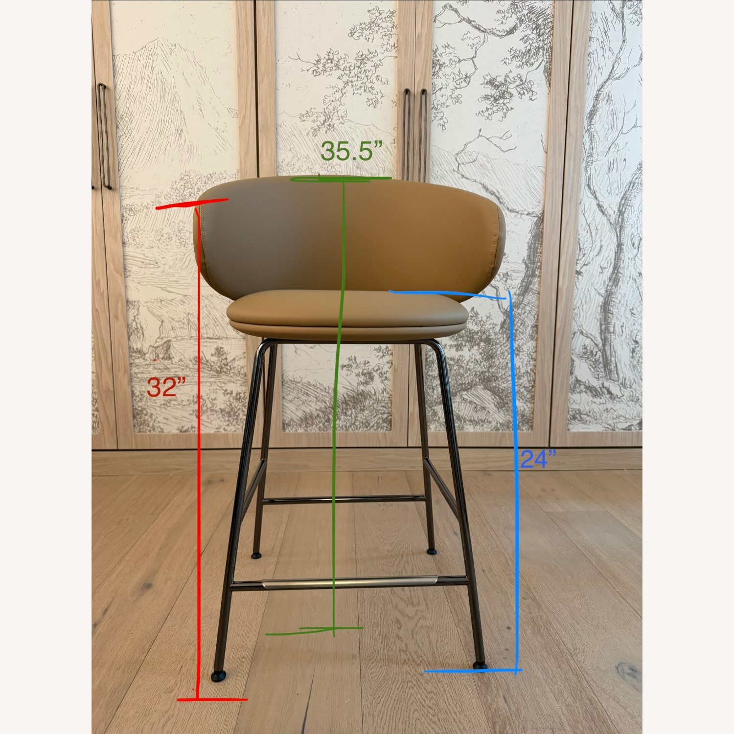 Light Brown Faux Leather Vinyl Stools - image-2