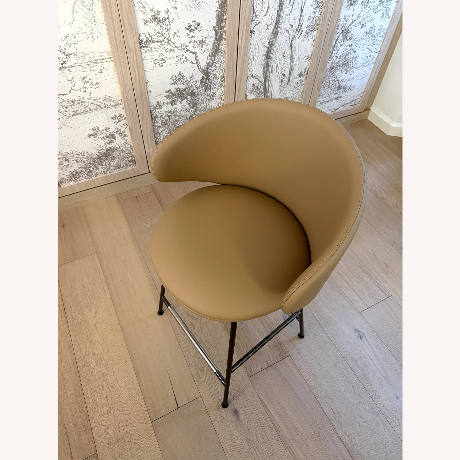 Light Brown Faux Leather Vinyl Stools - image-3