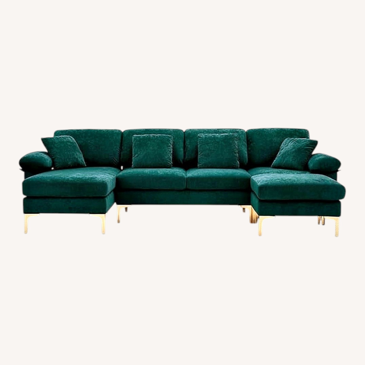 Green Velvet 3+ Piece Sectional - image-0