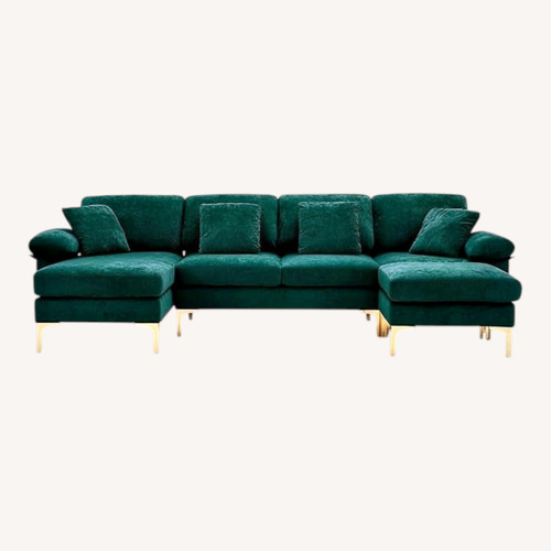Used Green Velvet 3+ Piece Sectional for sale on AptDeco