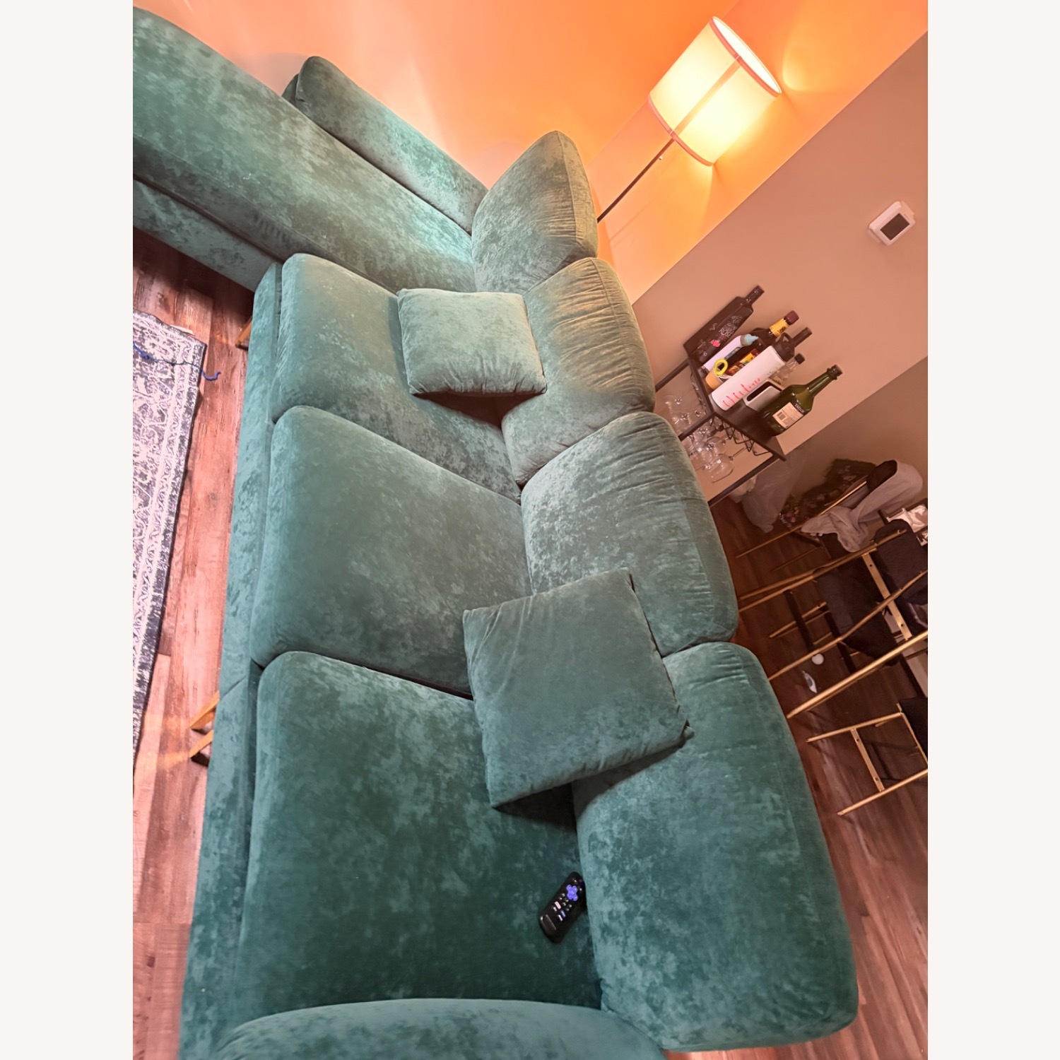 Green Velvet 3+ Piece Sectional - image-4