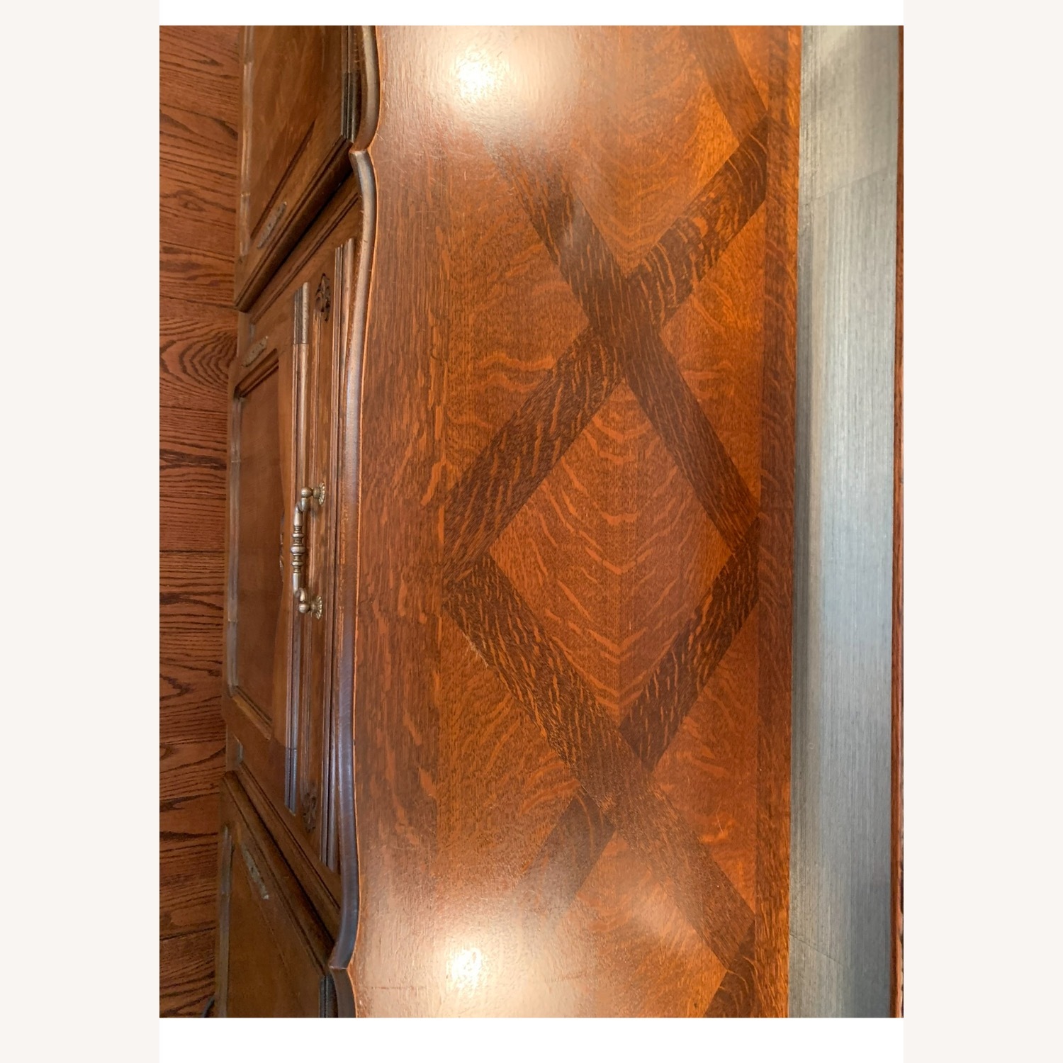 Antique Dark Brown Wood w Inlay Sideboard - image-2