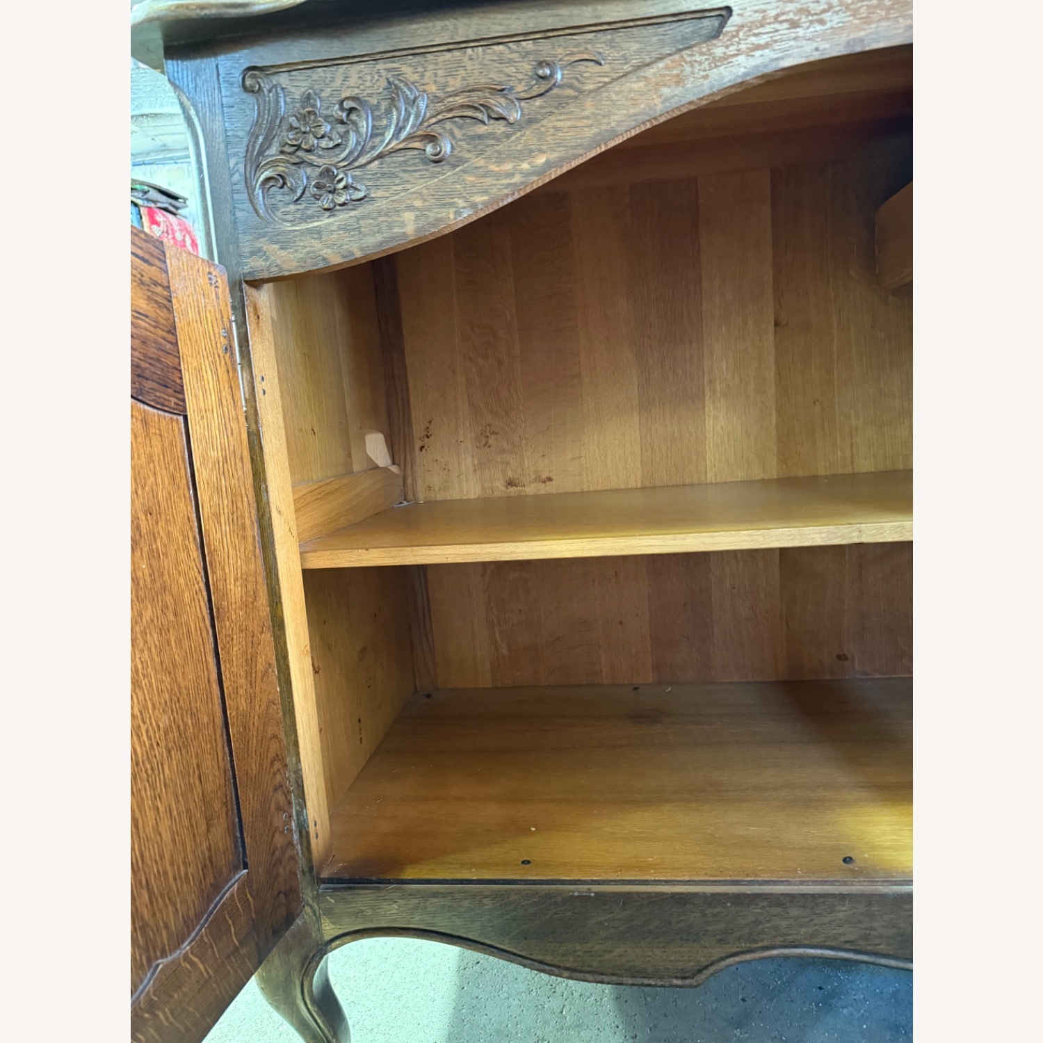 Antique Dark Brown Wood w Inlay Sideboard - image-7