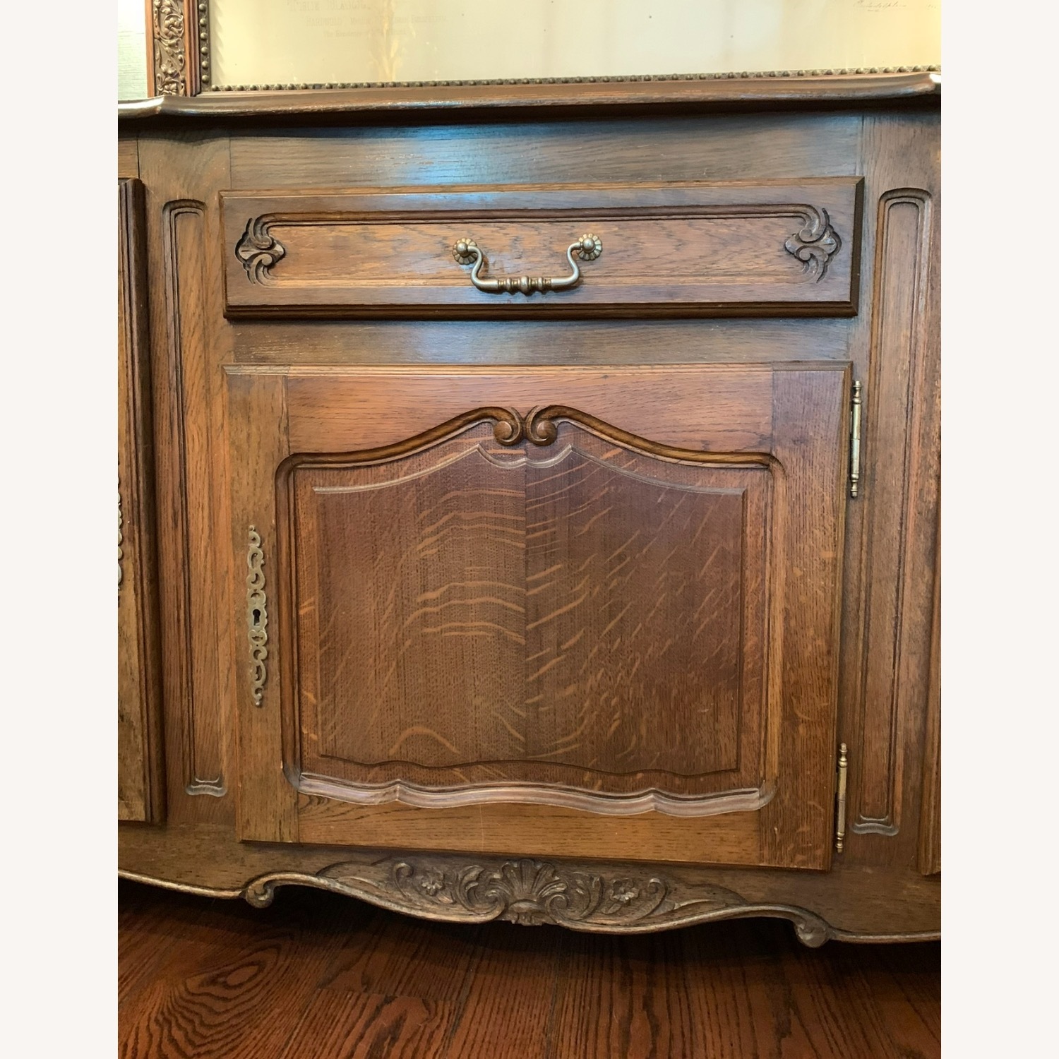 Antique Dark Brown Wood w Inlay Sideboard - image-3