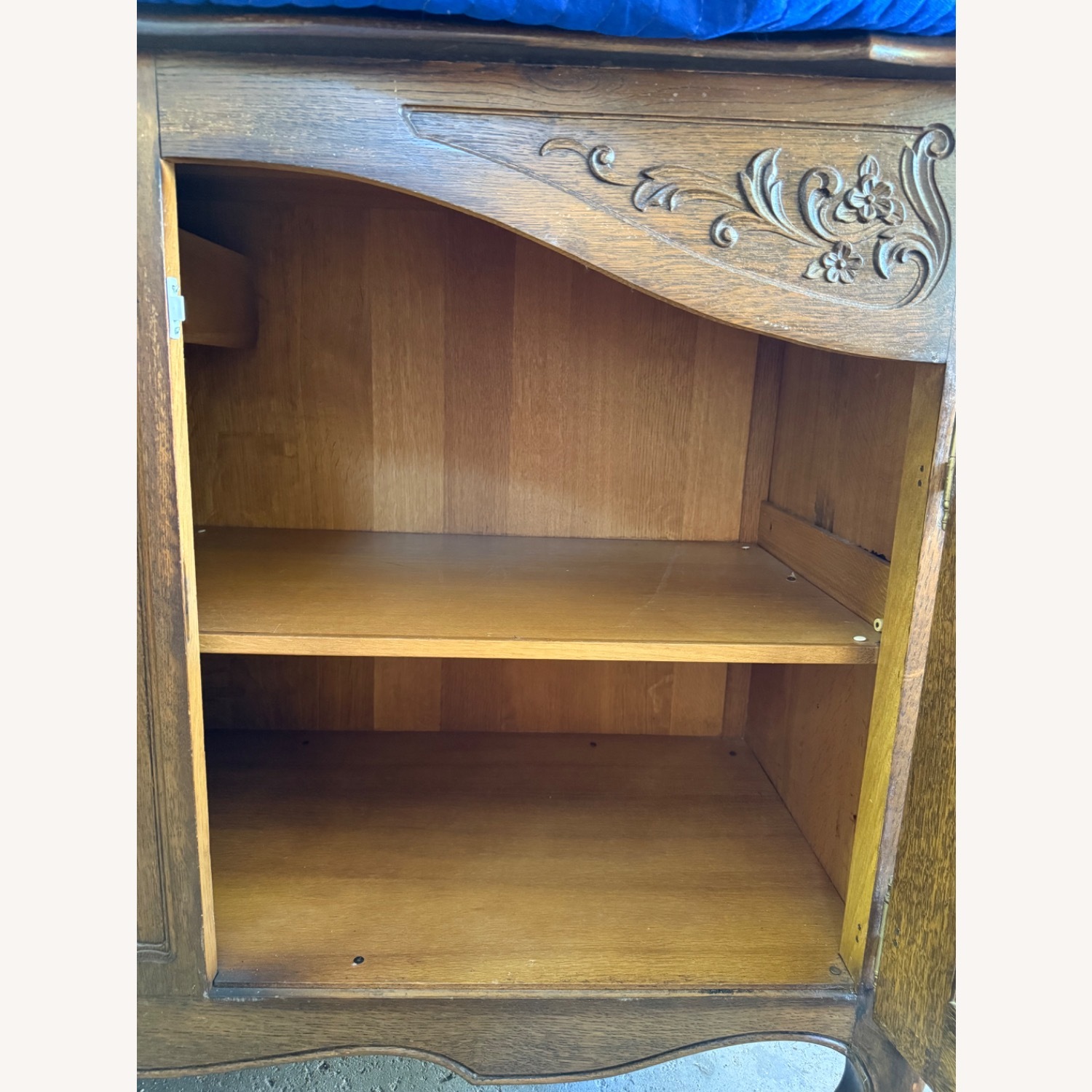 Antique Dark Brown Wood w Inlay Sideboard - image-5