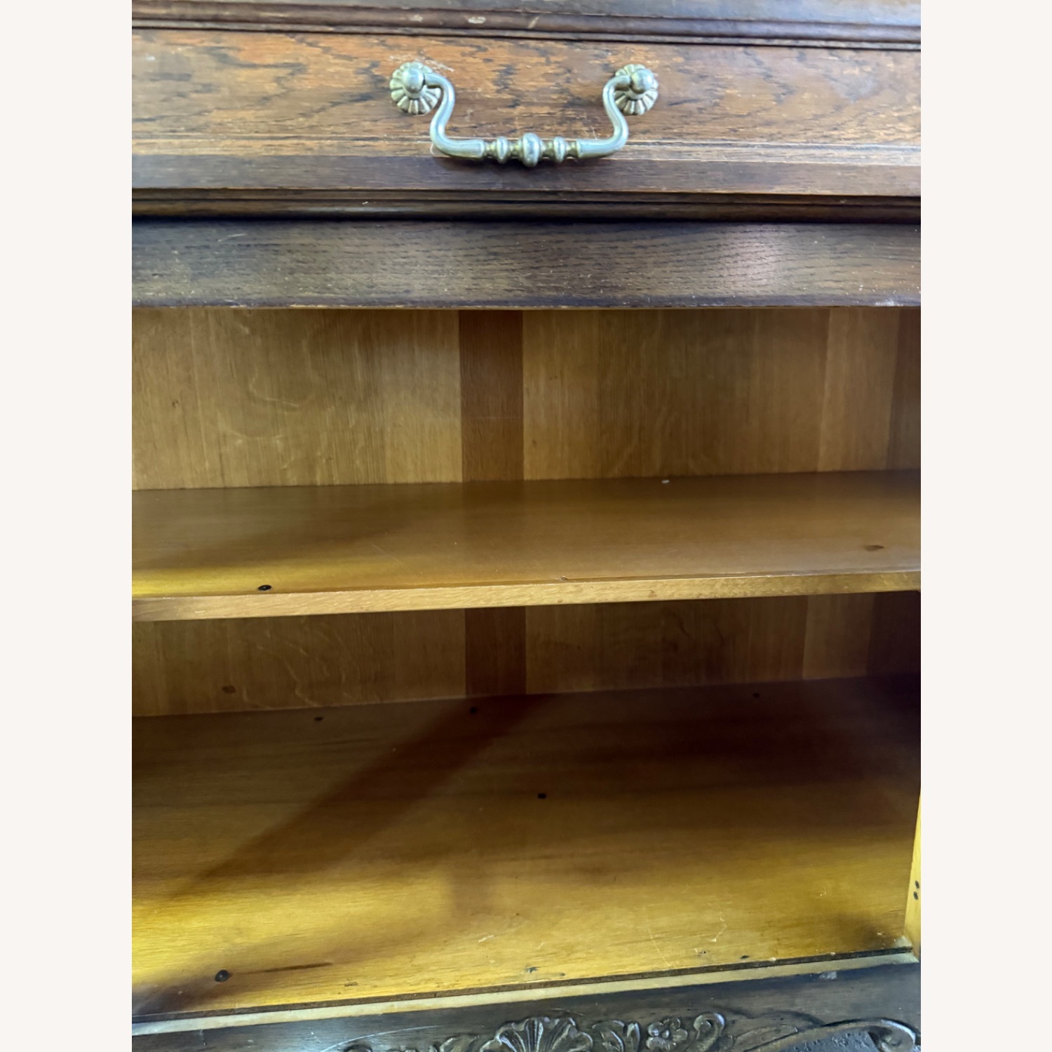 Antique Dark Brown Wood w Inlay Sideboard - image-6