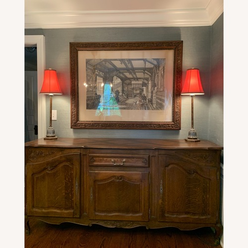Used Antique Dark Brown Wood w Inlay Sideboard for sale on AptDeco