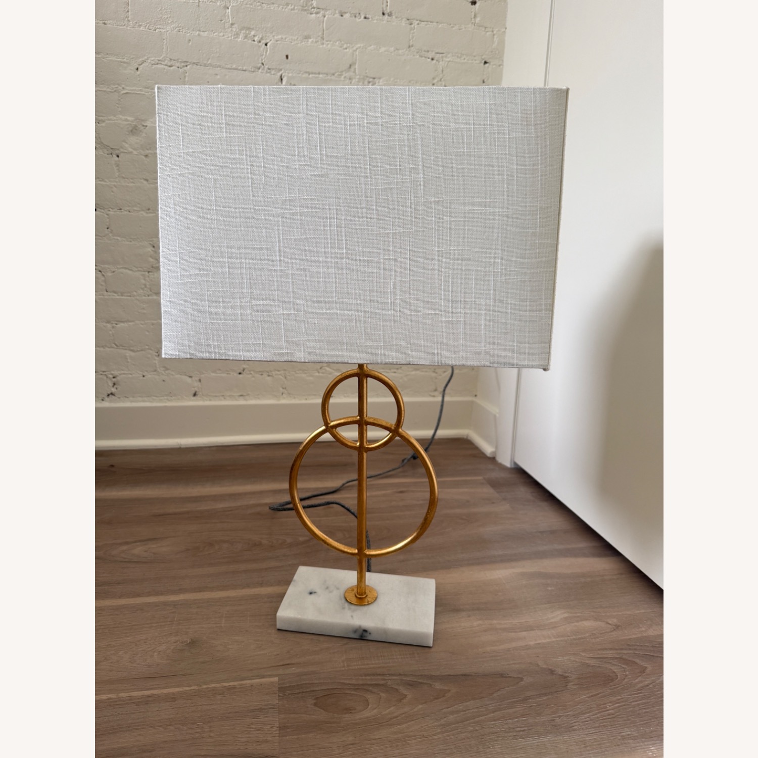 Jonathan Y White & Gold Table Lamp - image-1