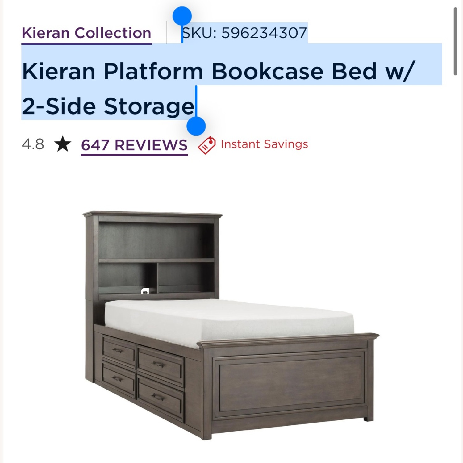Kieran Platform Bookcase Bed W 2-Side Storage - image-3