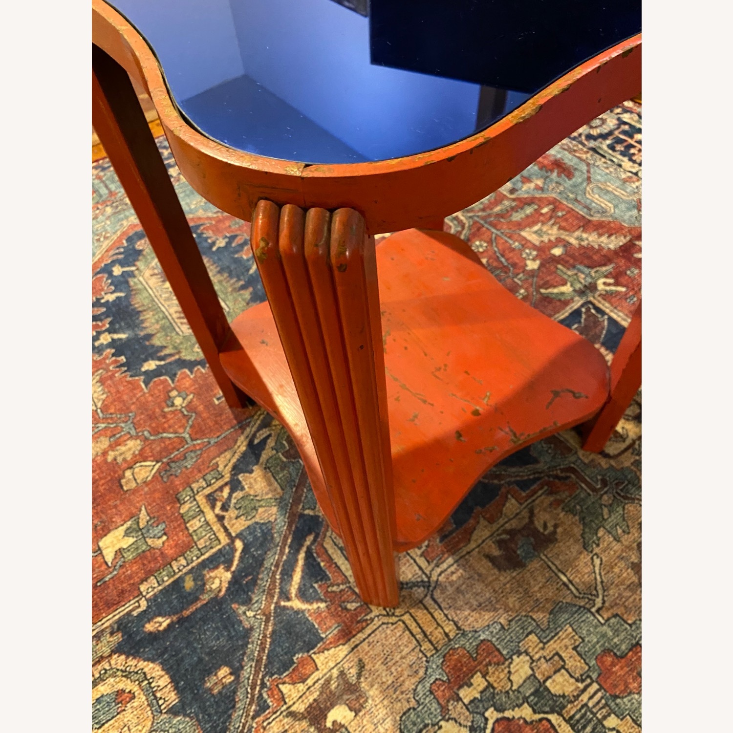 Vintage Art Deco Cobalt Blue Glass Table - image-3