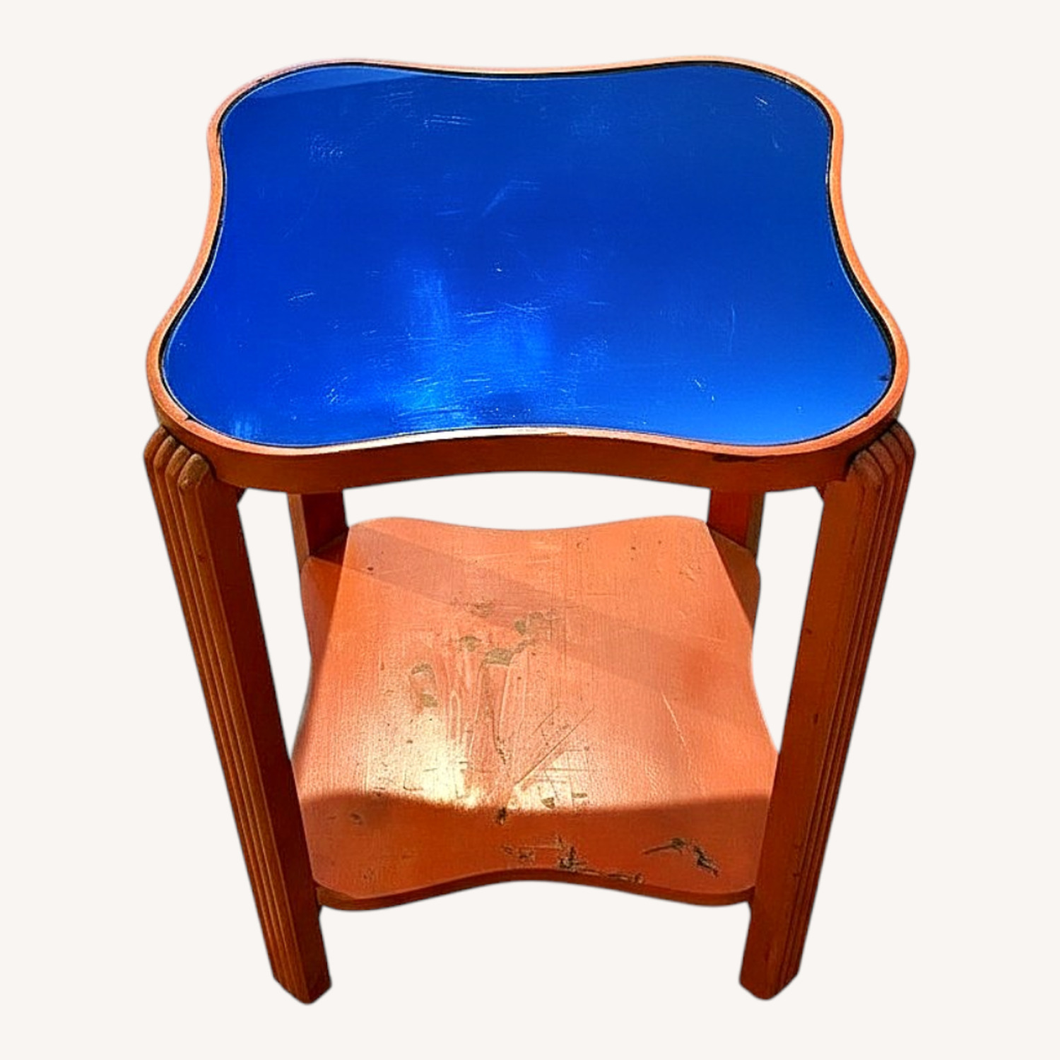 Vintage Art Deco Cobalt Blue Glass Table - image-0