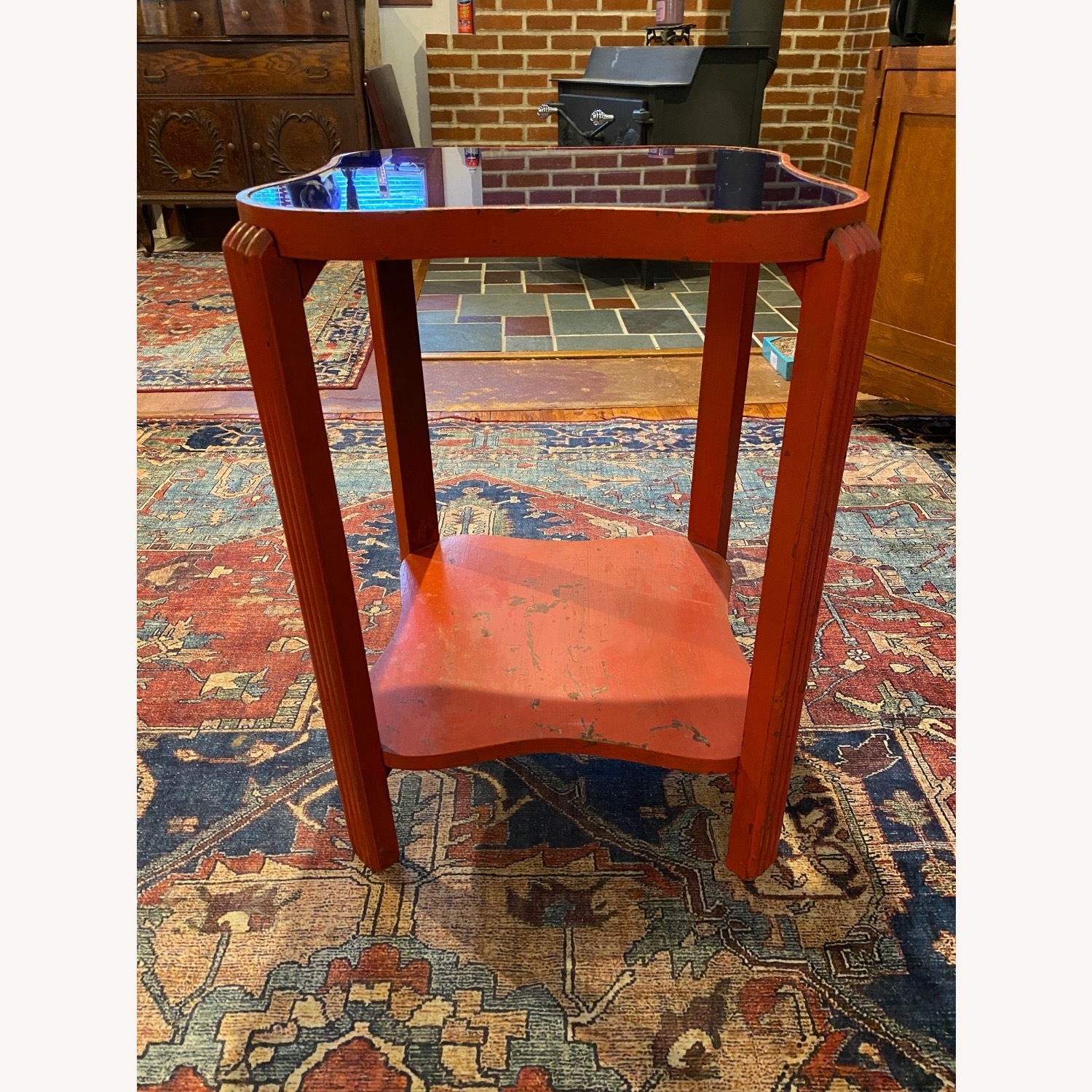 Vintage Art Deco Cobalt Blue Glass Table - image-2
